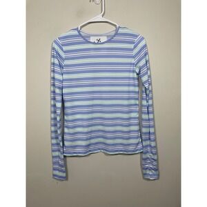 HiHo Stripe Long Sleeve Shirt Blue Stripe Size Small Lightweight Beach Vacation